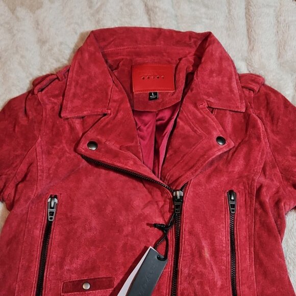 NWT BLANK NYC PINK ZIPPERED FASHION MOTO SUEDE JACKET - SIZE L - Picture 2 of 9